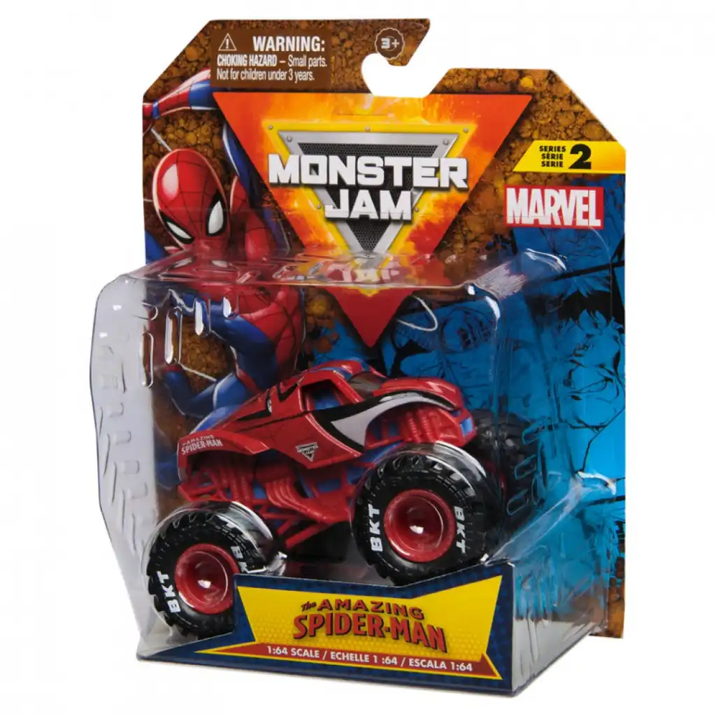 Koe loputon toiminta Spider-Man -värisessä monster truckissa!