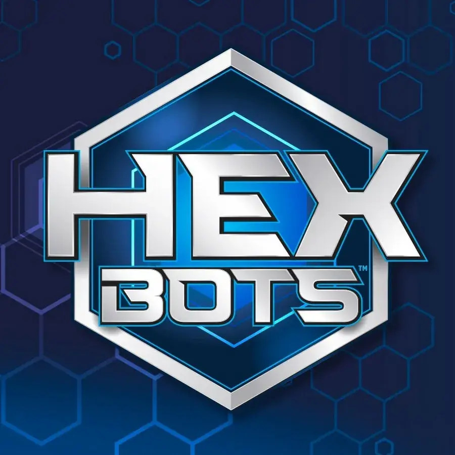 Virallinen logo Hex Bots kiipeilevä oranssi skorpioni
