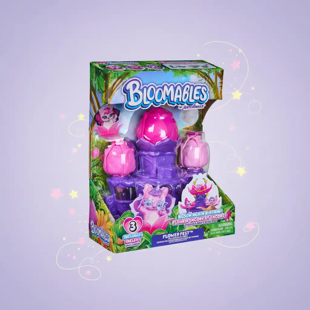 Koe maaginen kukkaan puhkeaminen ja löydä piilotetut Hatchimals figuurit lavalla.