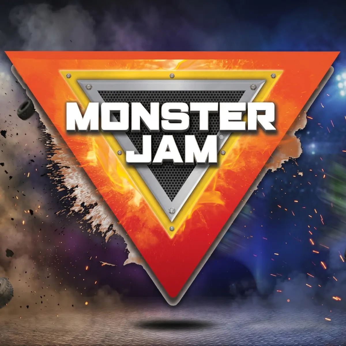 Virallinen logo Monster Jam rata Monster Truckeille + 2 Monster Truckia 1:64