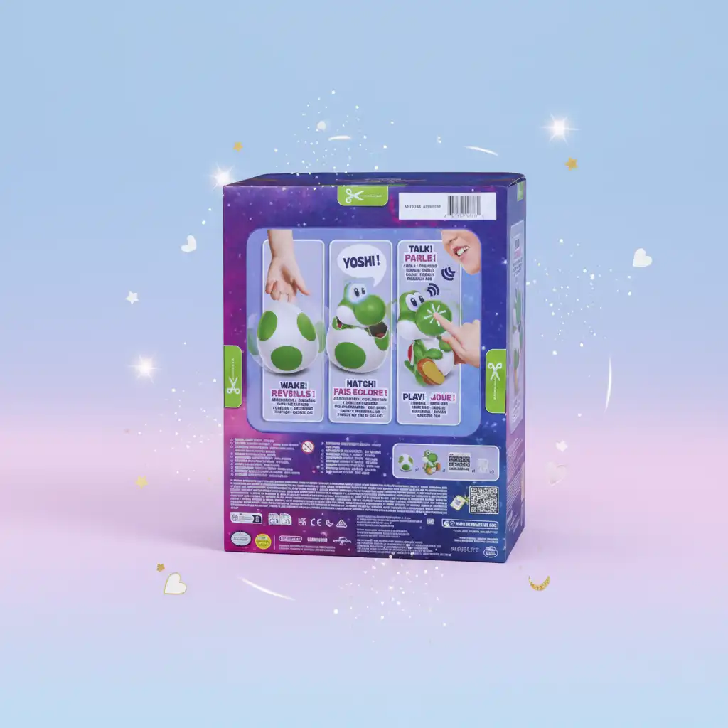 Yksityiskohtaisesti toteutettu Yoshi-hahmo aidoilla elokuvamaisilla reaktioilla.